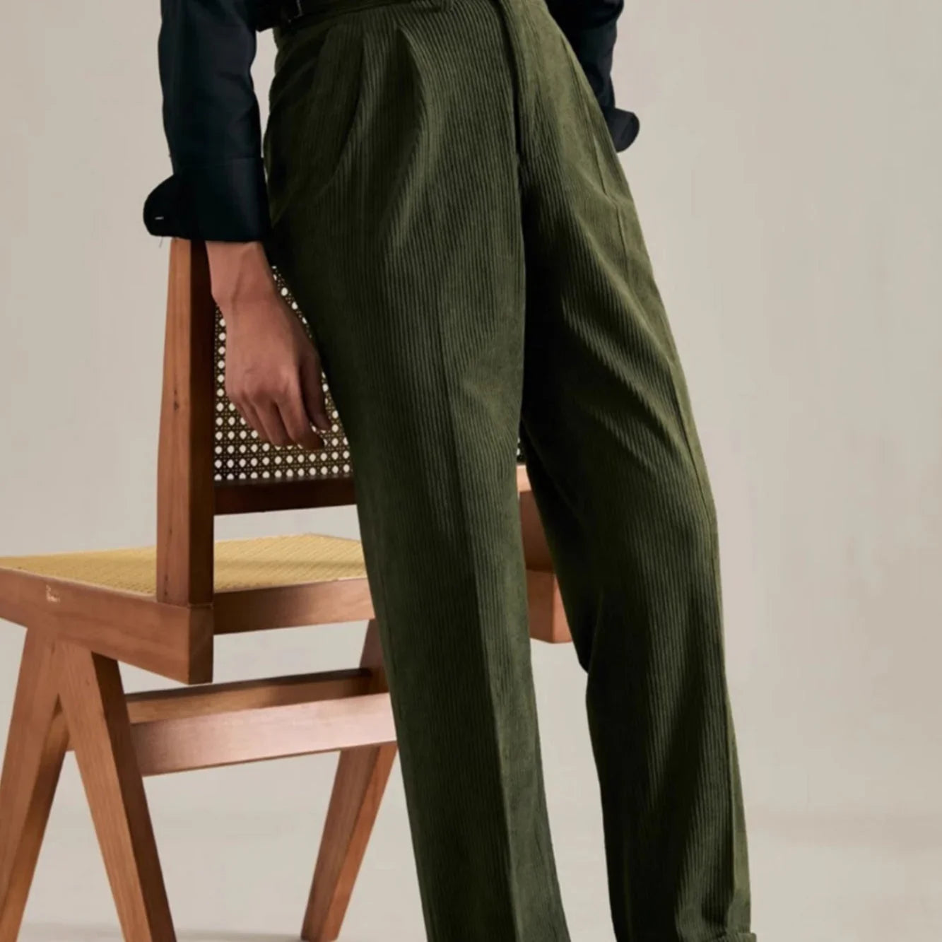 Autumn And Winter Corduroy Suit Pants Man Pair Pleated Design Loose Straight - VAleG
