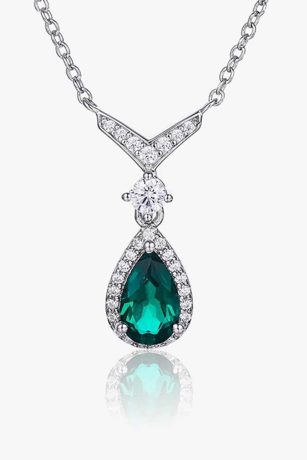 Lab-Grown Emerald Teardrop Necklace - VAleG