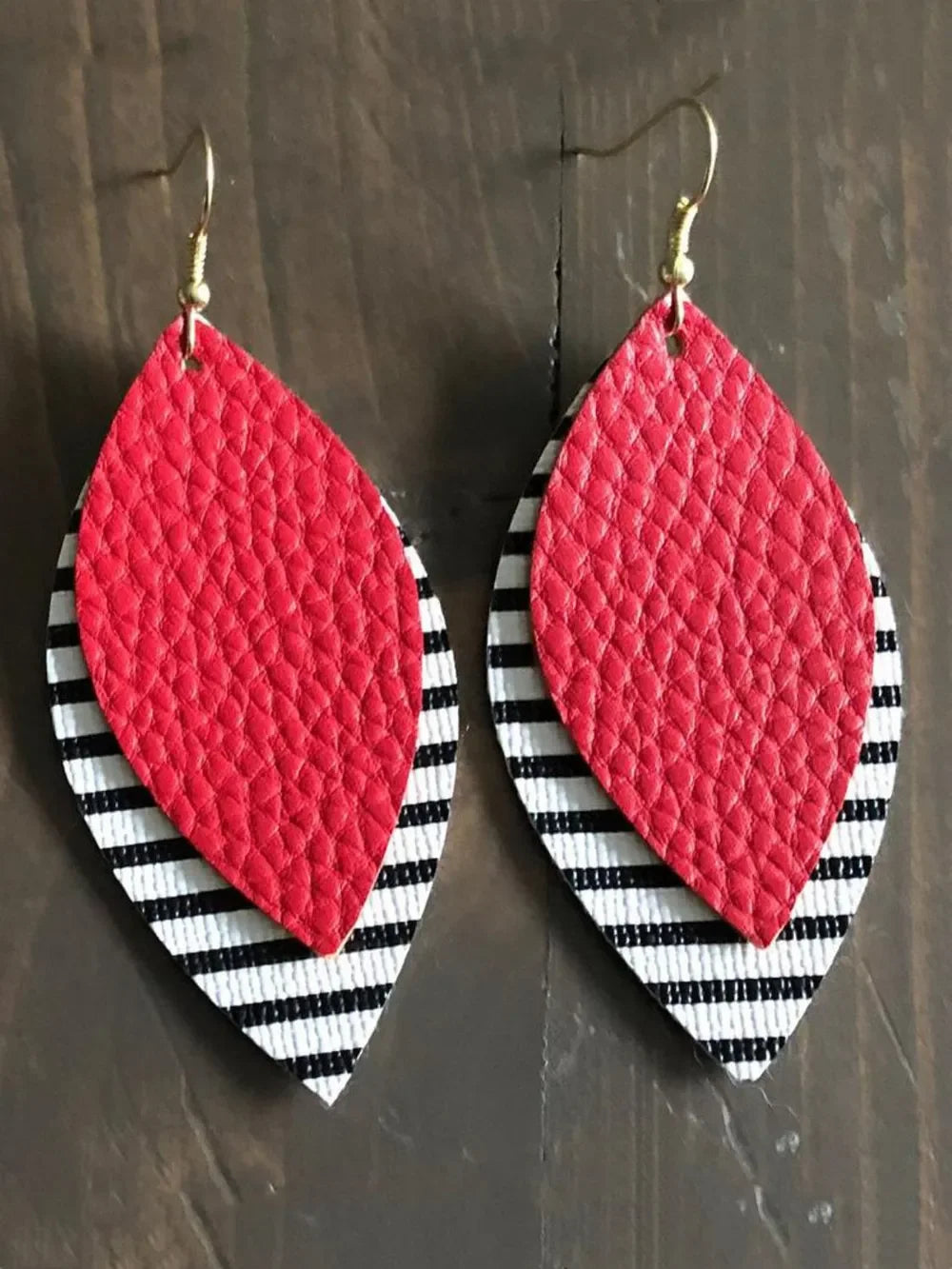 PU Leather Leaf Dangle Earrings - VAleG