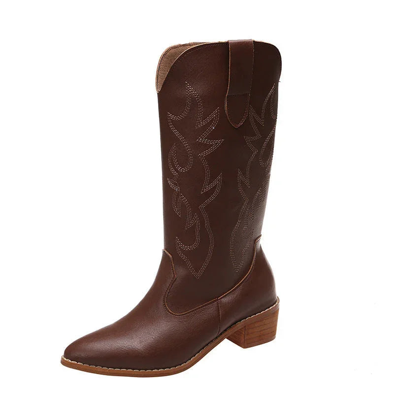 Retro V Cut Below The Knee Knight Boots Mid-calf - VAleG