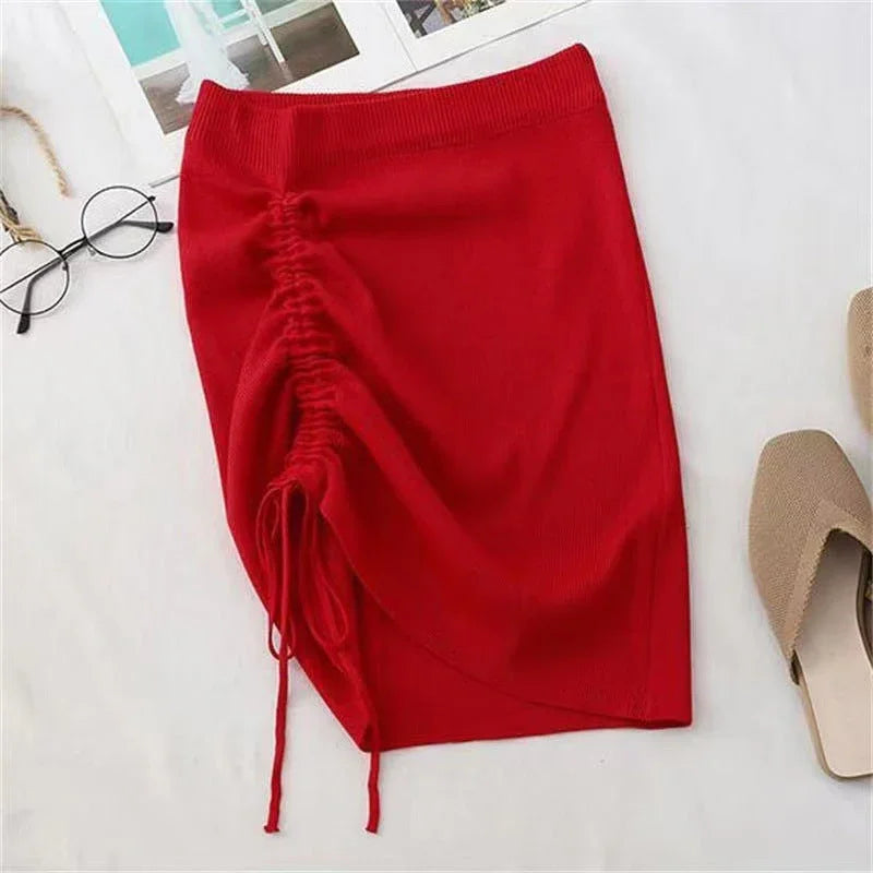 Hot Girl Hip Skirt Design High Waist With Straps Stretch Knitted Women's Skirt - VAleG