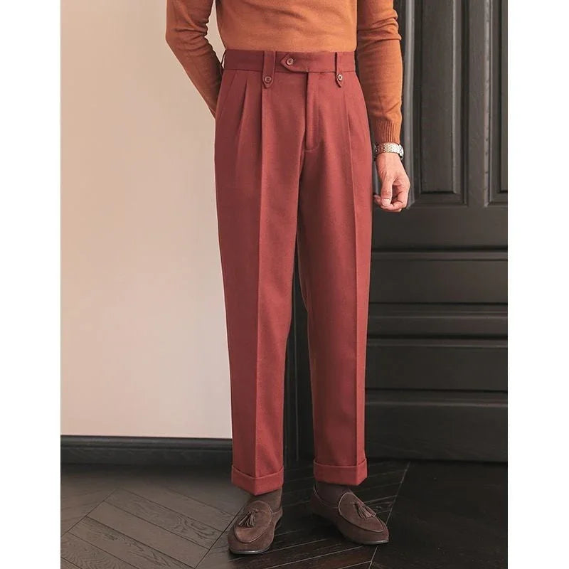 Men's Naples High-waisted Straight Leg Casual Dress Pants Wool Thick - VAleG
