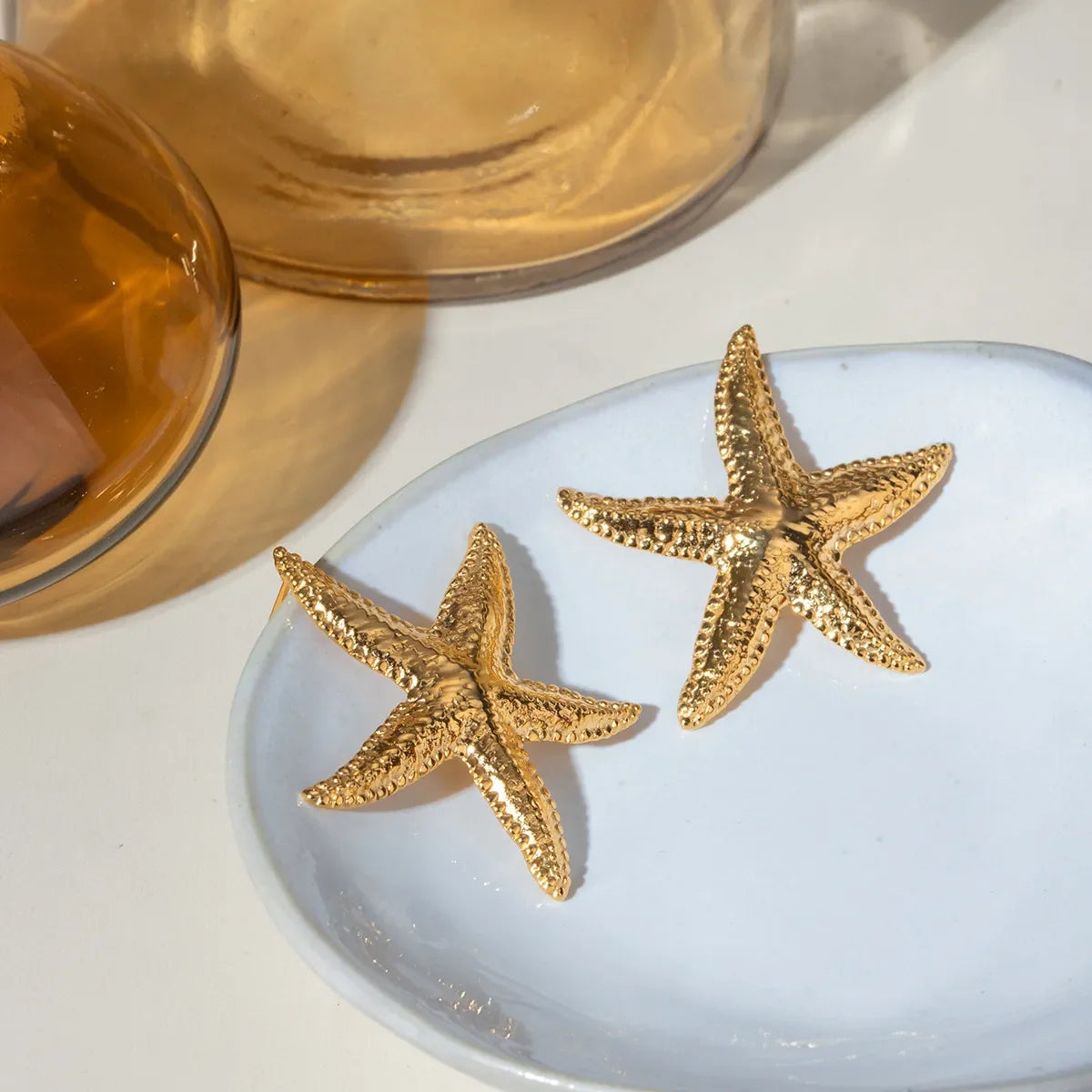 18K Gold-Plated Starfish Stud Earrings - VAleG
