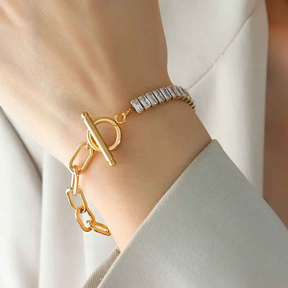 Zircon Titanium Steel Closure Bracelet - VAleG