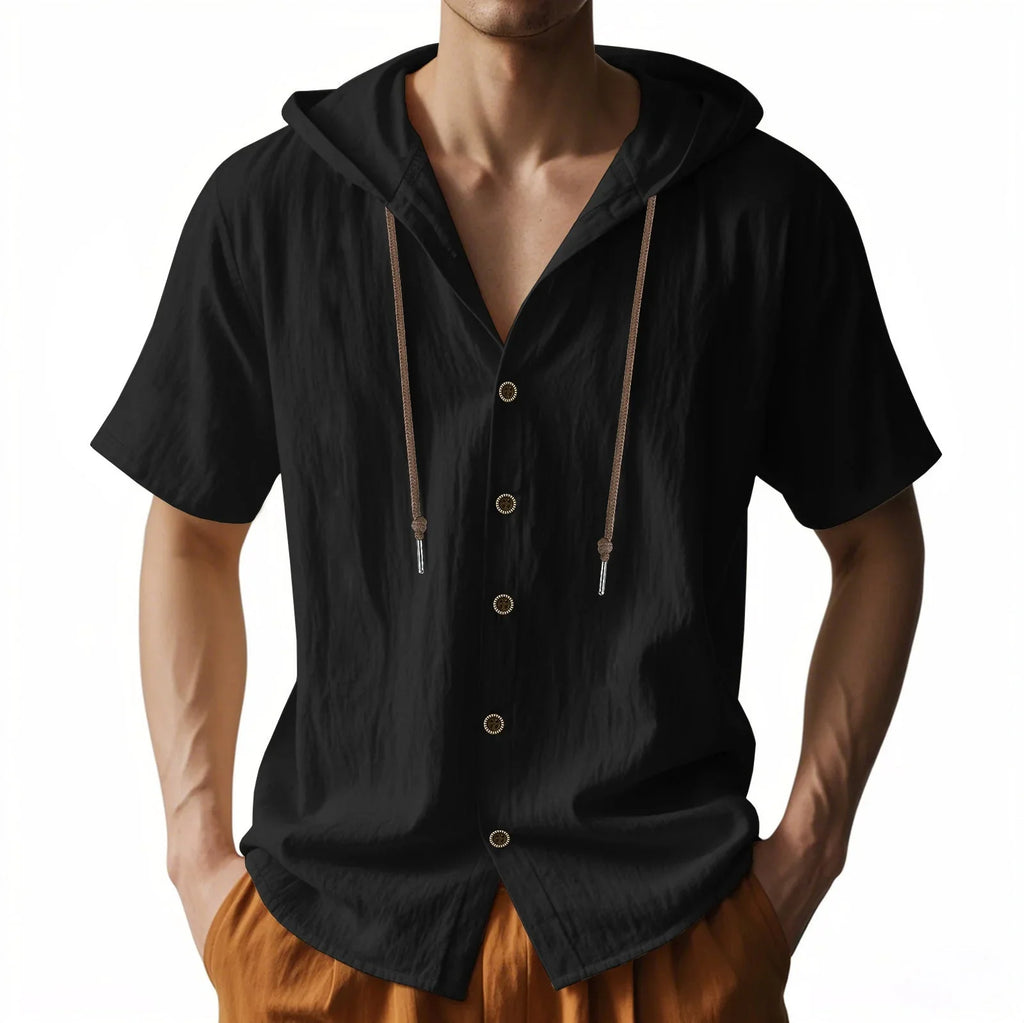 Loose Hooded Short-sleeved Shirt For Men - VAleG