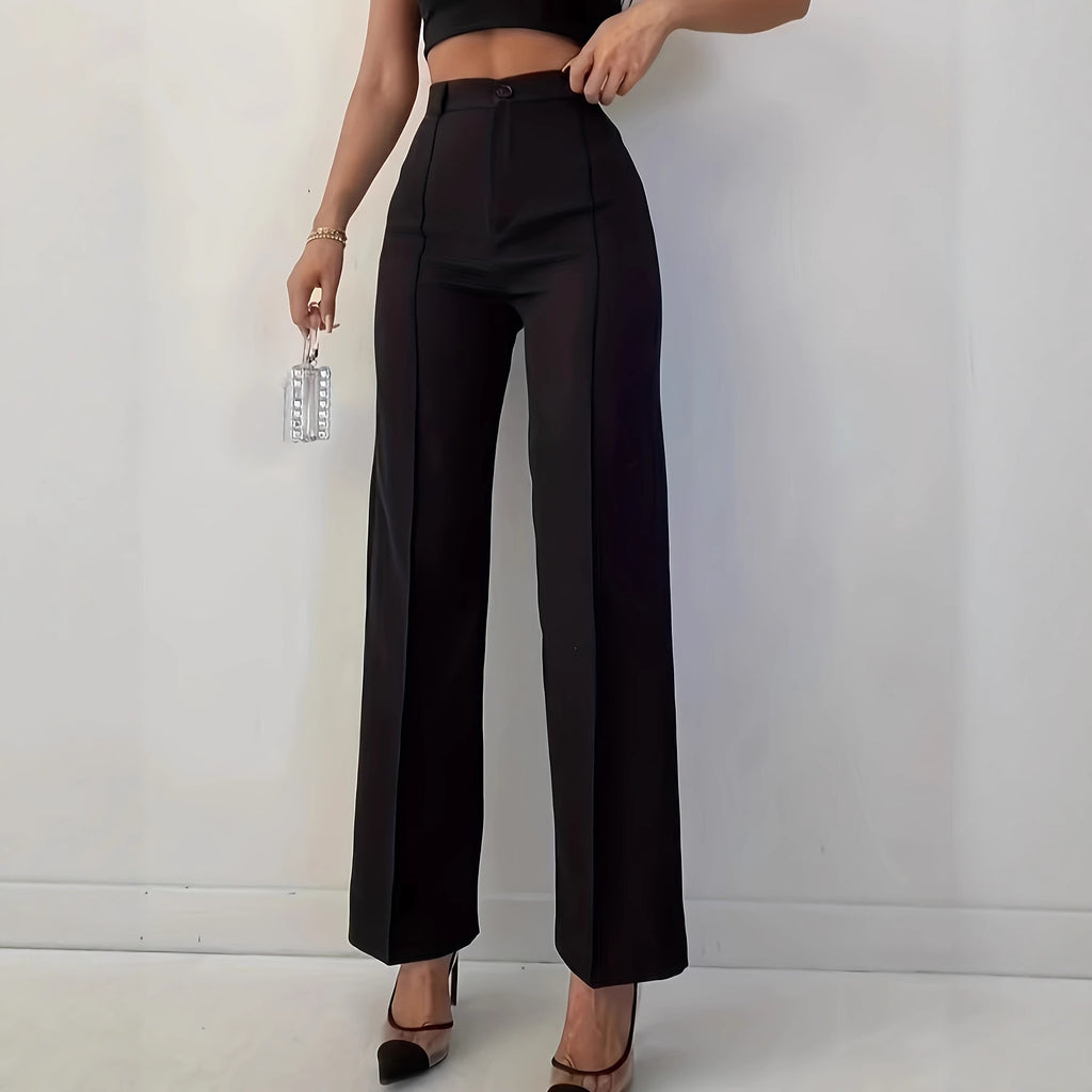 Pantaloni casual in tinta unita a vita alta