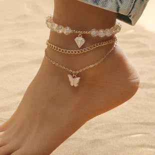 Women's Double-layer Butterfly Beach Anklet - VAleG