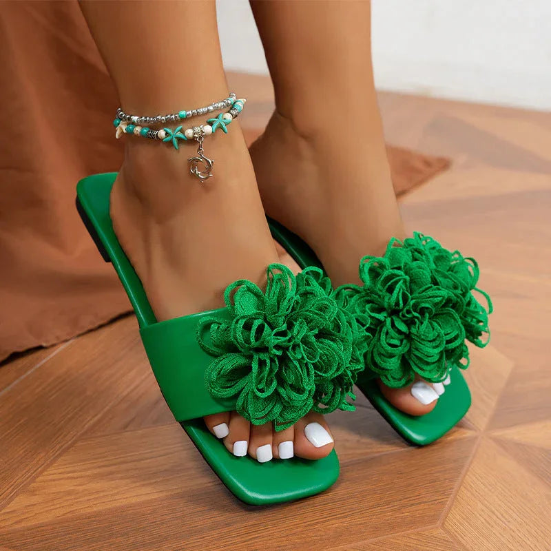 New Fashion All-match Flower Flat Slippers - VAleG