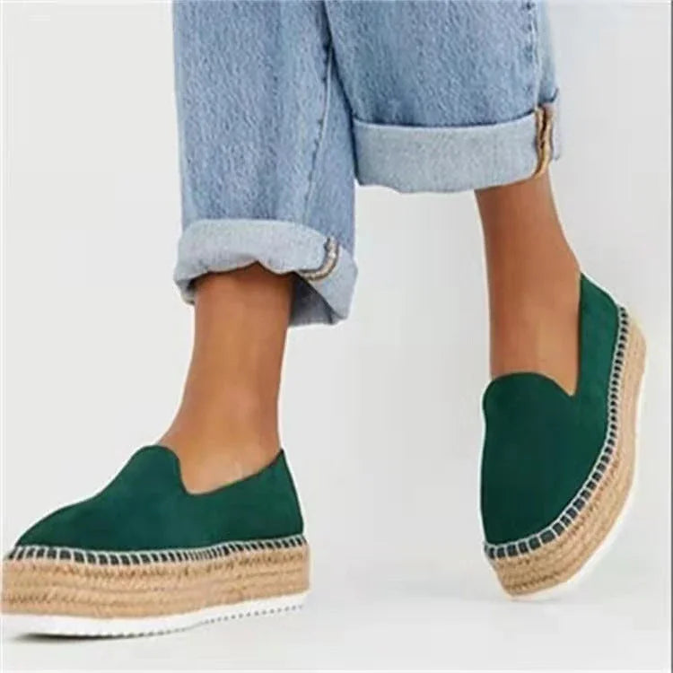 Hemp Rope Woven Women's Shoes Plus Size Platform Casual Pumps - VAleG