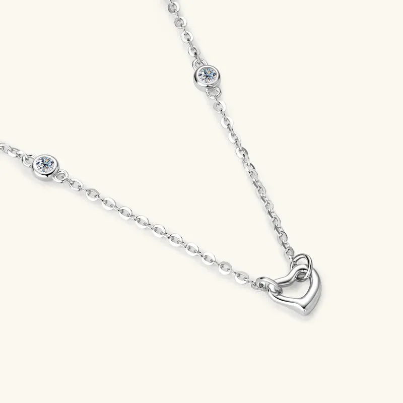 Moissanite 925 Sterling Silver Heart Necklace - VAleG