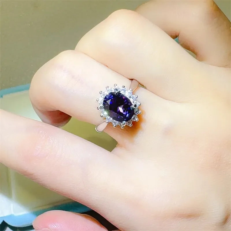2 Carat 925 Sterling Silver Oval Moissanite Ring - VAleG