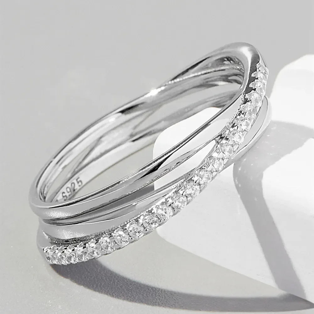 Inlaid Zircon 925 Sterling Silver Ring - VAleG