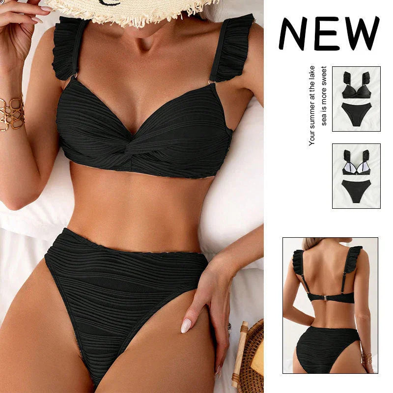 Solid Color Women's Beach Bikini Swimsuit - VAleG