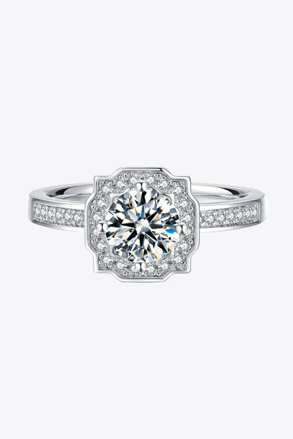1 Carat Moissanite 925 Sterling Silver Halo Ring - VAleG
