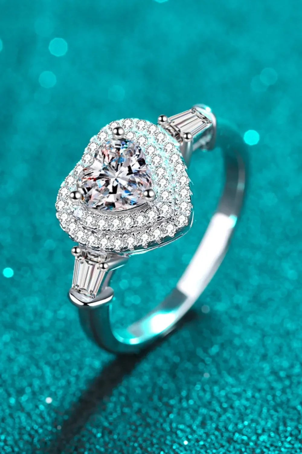 1 Carat Moissanite 925 Sterling Silver Heart Ring - VAleG