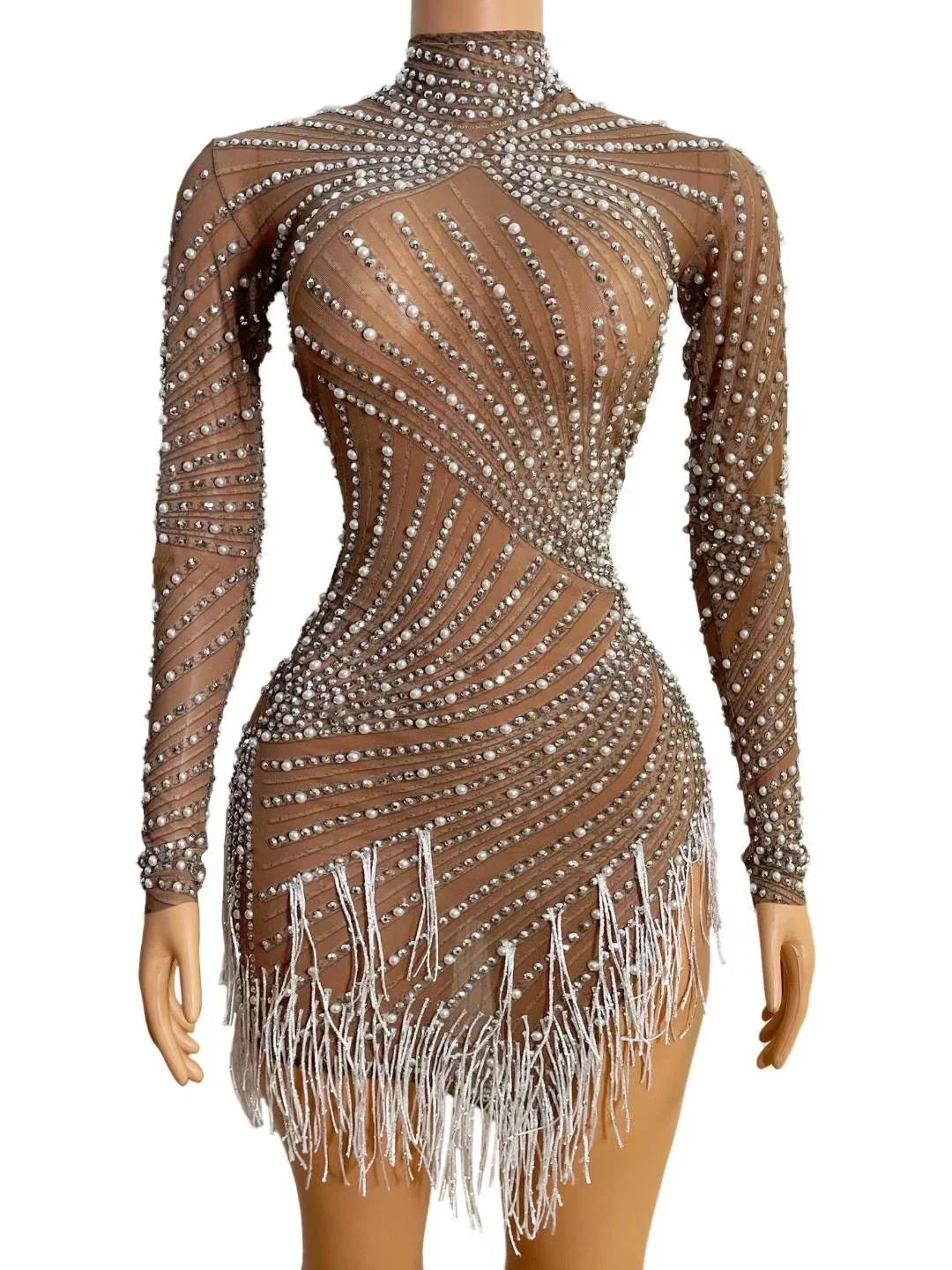 Tassel Dress Birthday Party Long Sleeve Ironing Transparent - VAleG