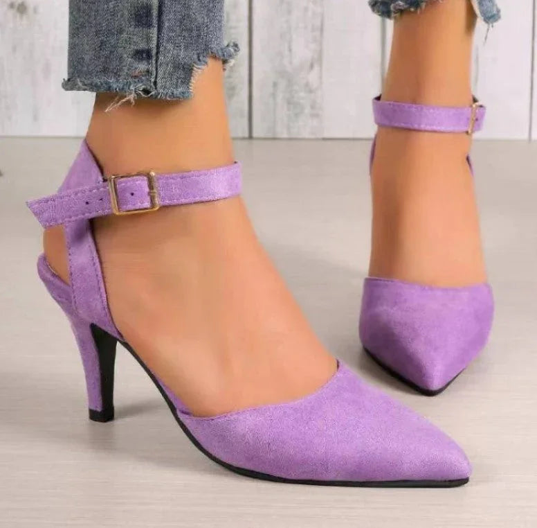 Pointed-toe Square Buckle Shoes High Heels Fashion - VAleG