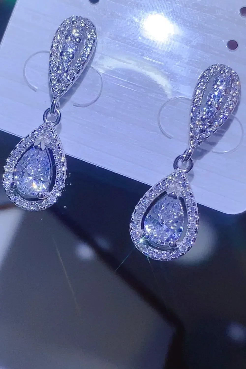 2 Carat Moissanite 925 Sterling Silver Teardrop Earrings - VAleG