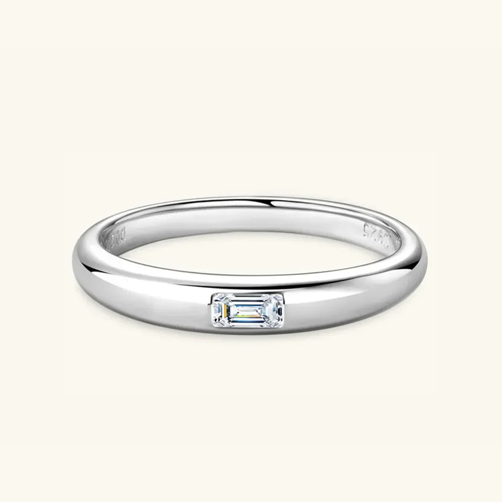 925 Sterling Silver Inlaid Moissanite Ring - VAleG
