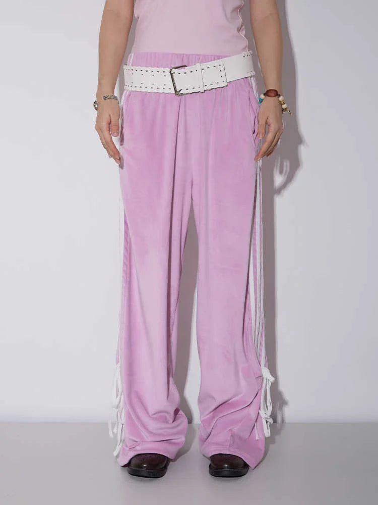 Velvet Wide-leg Pants Women's High Waist Loose Drooping Straight-leg Pants - VAleG