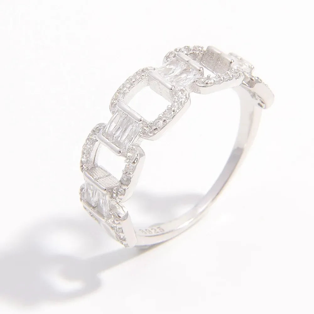 925 Sterling Silver Zircon Cutout Ring - VAleG