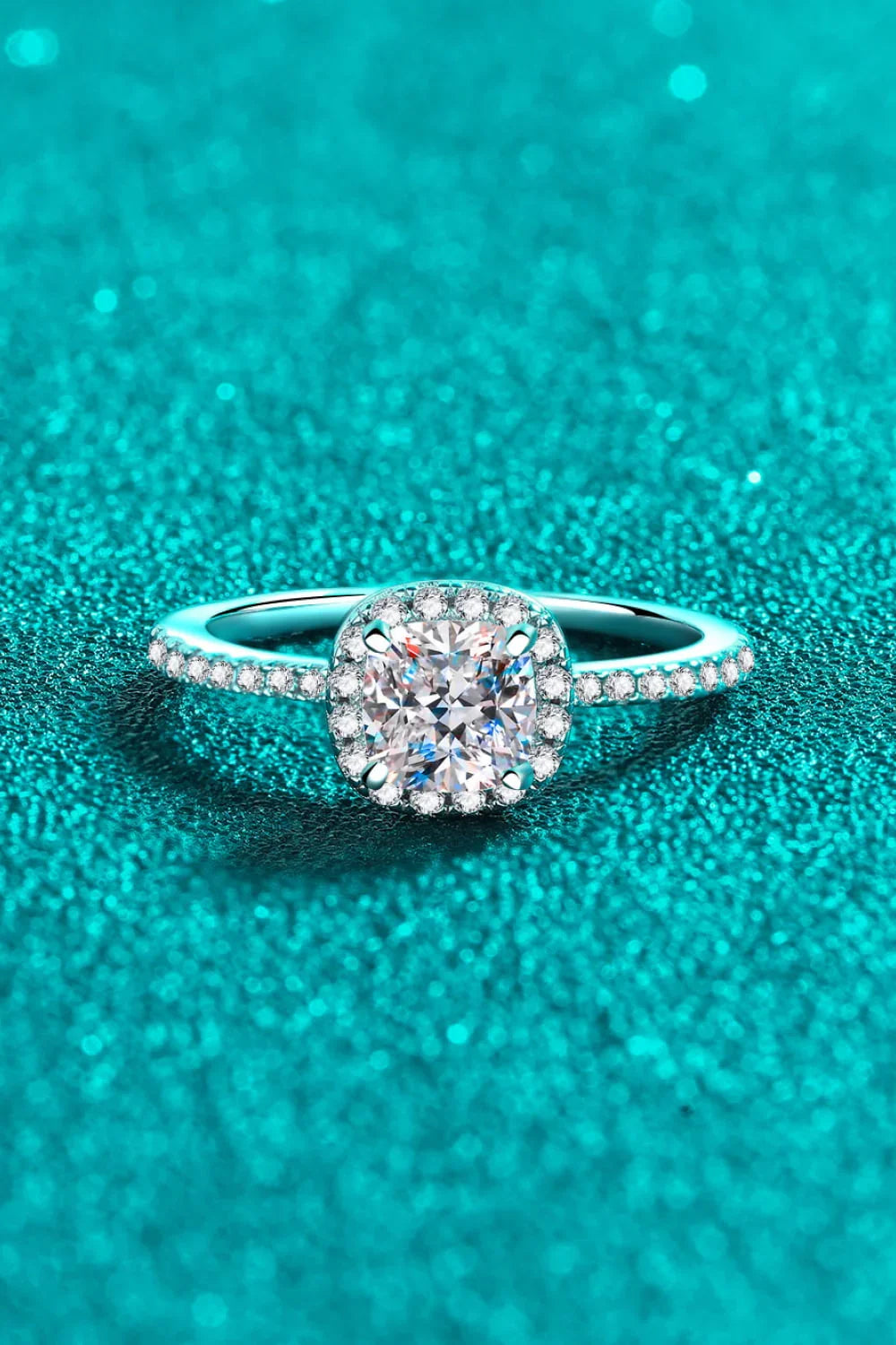 1 Carat Moissanite 925 Sterling Silver Halo Ring - VAleG