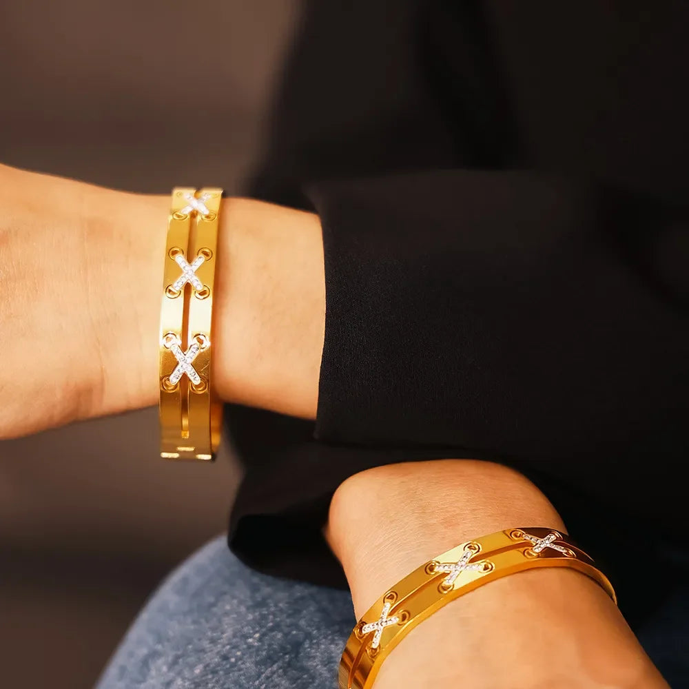 18K Gold-Plated Czech Diamond Bracelet - VAleG