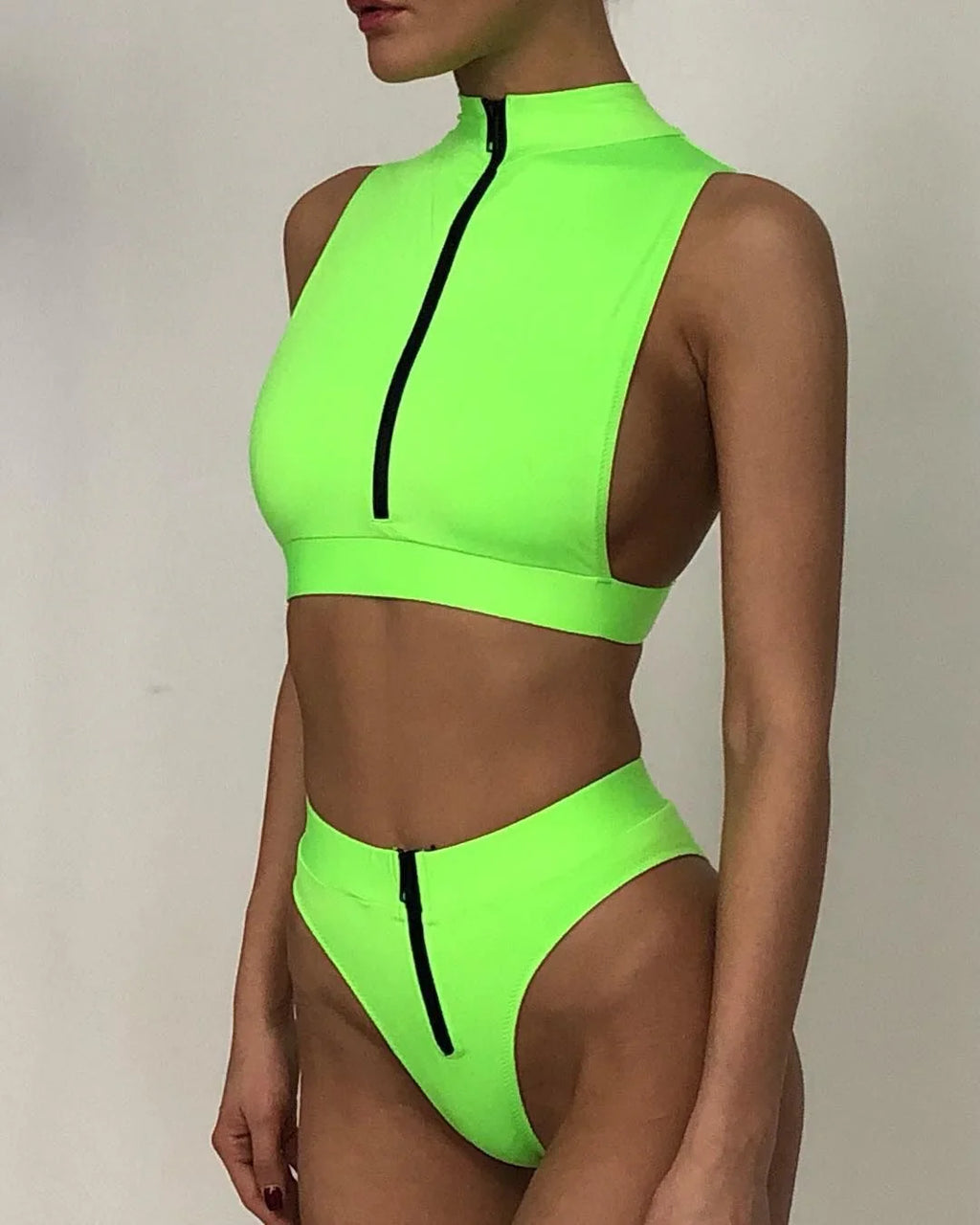 New Swimsuit Fluorescent Swimsuit Solid Bikini - VAleG