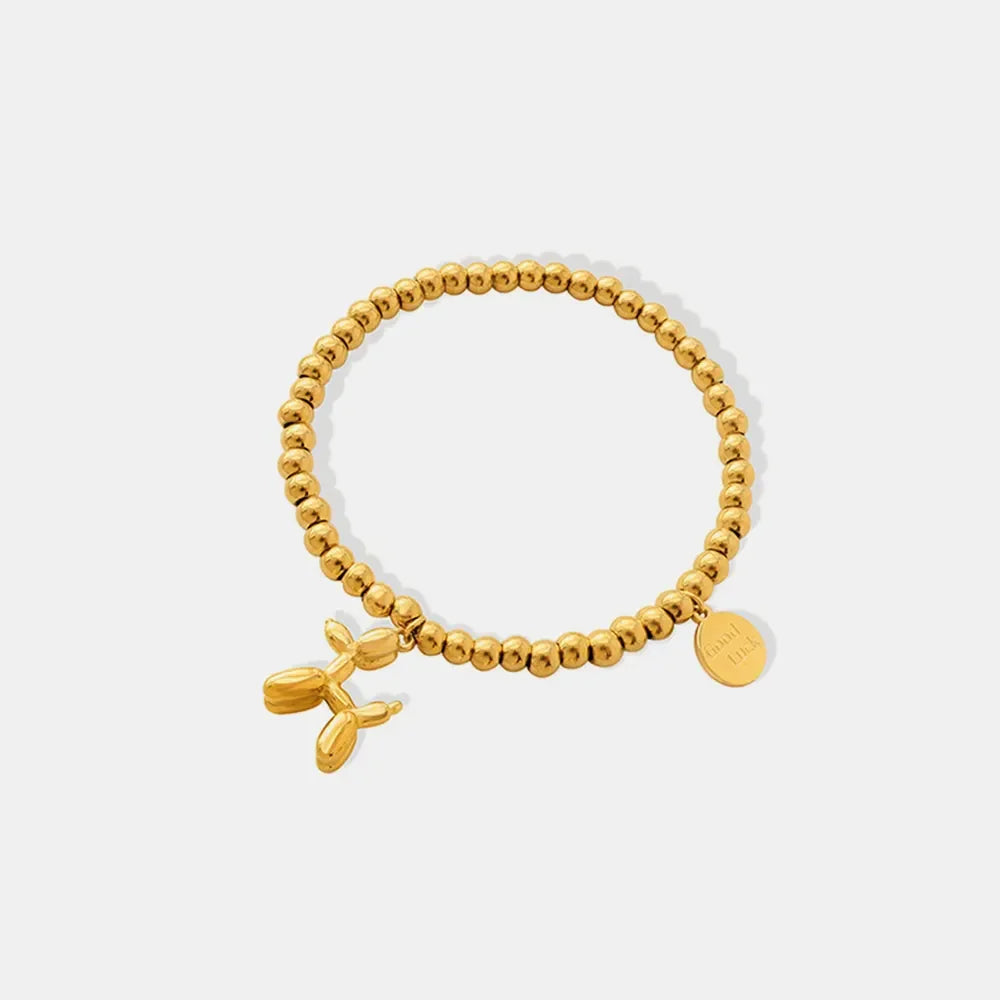18K Gold-Plated Titanium Steel Puppy Shape Charm Bracelet - VAleG