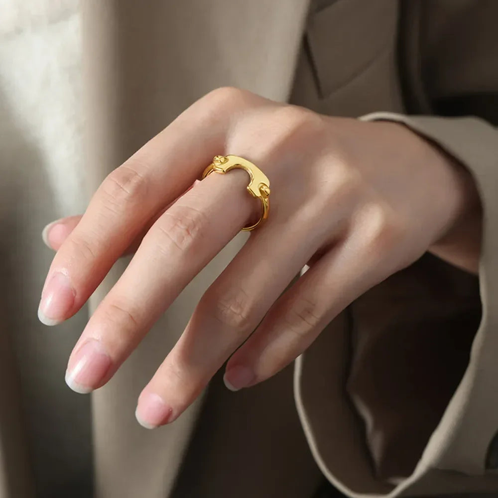 18K Gold-Plated Irregular Open Ring - VAleG