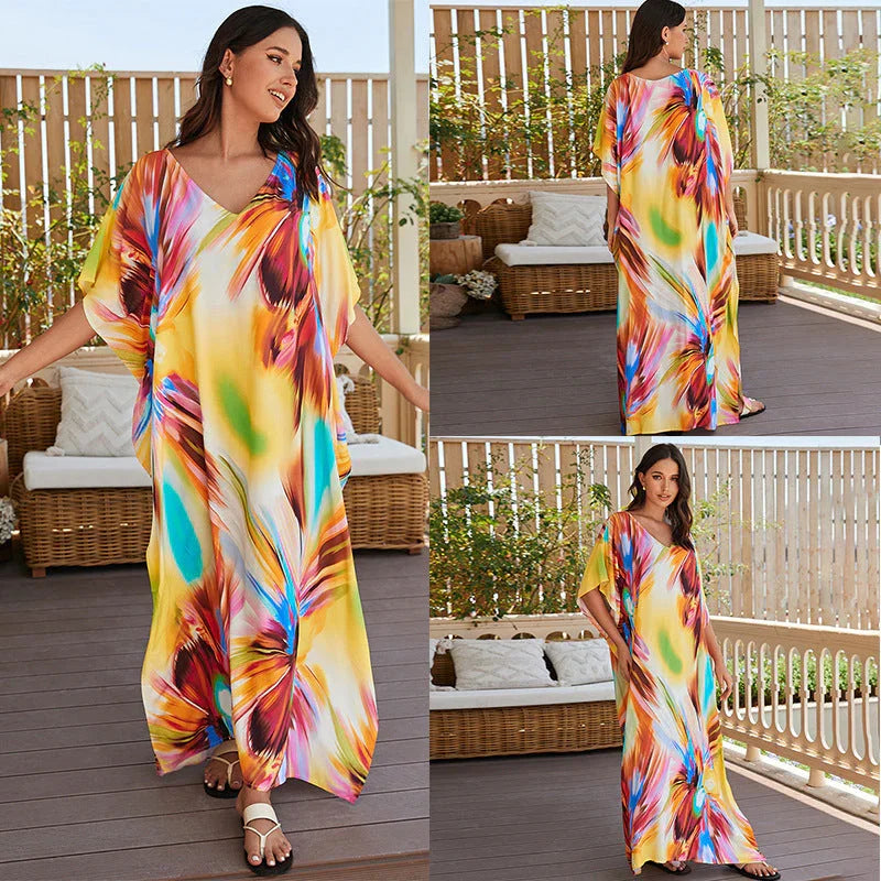 Women's Cotton Tie Dyed Beach Dress - VAleG