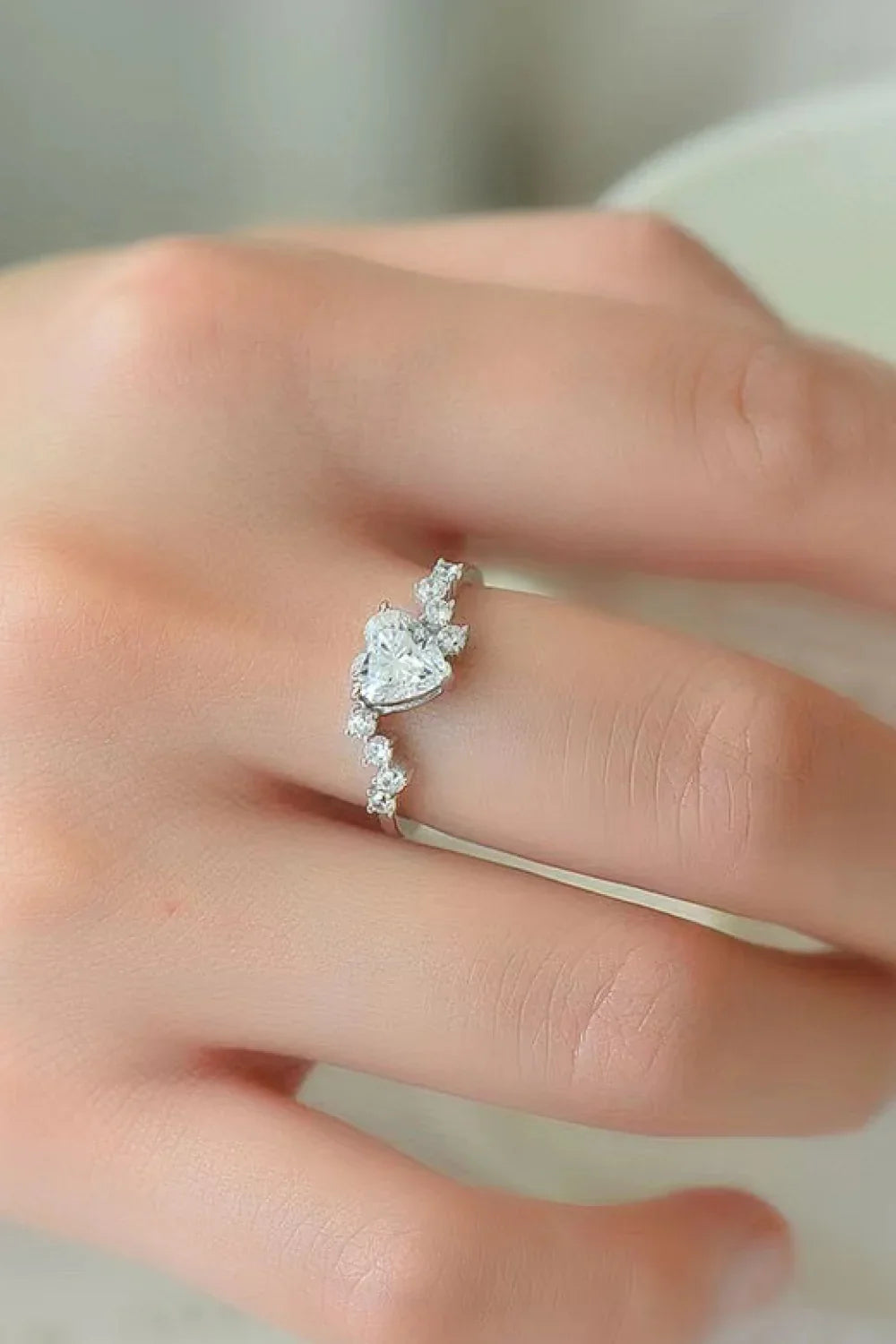 1 Carat Moissanite Heart 925 Sterling Silver Ring - VAleG