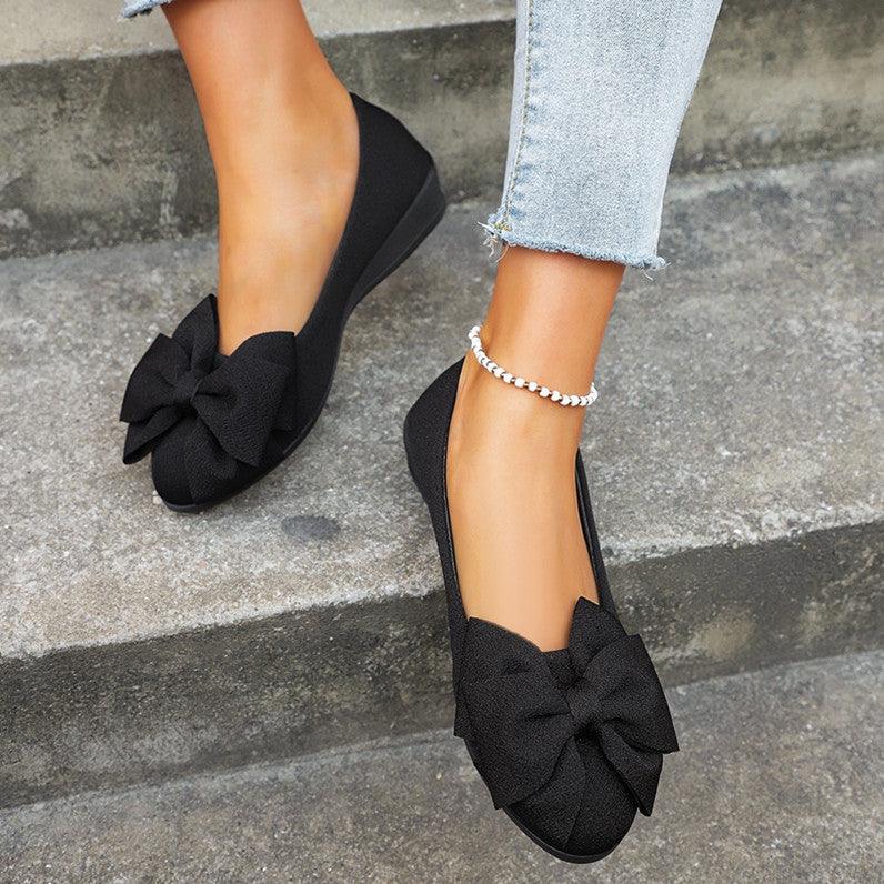 New Bowknot Flats Shoes Fashion Casual Round Toe Slip-on Shoes Loafers For Women - VAleG