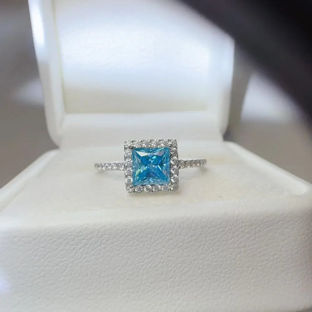 2 Carat Moissanite 925 Sterling Silver Square Shape Ring - VAleG