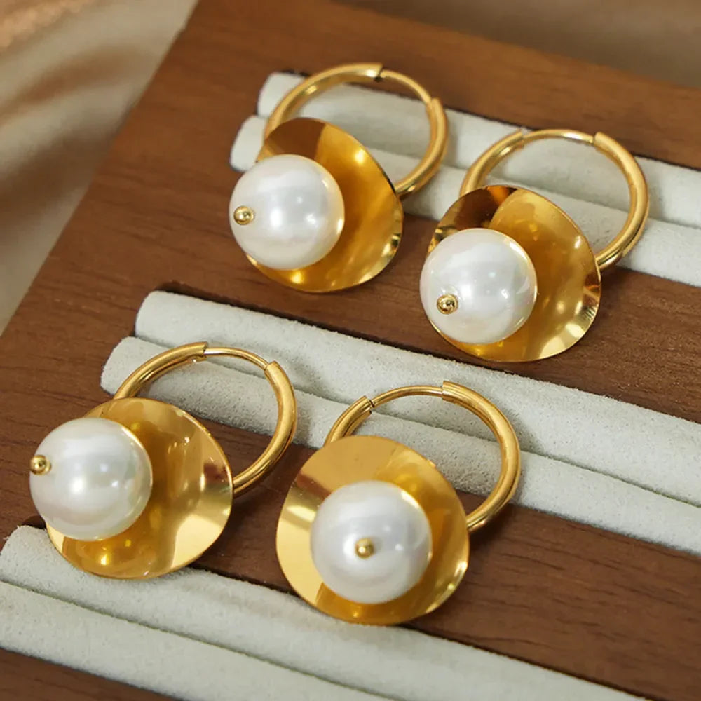 18K Gold-Plated Bead Dangle Earrings - VAleG