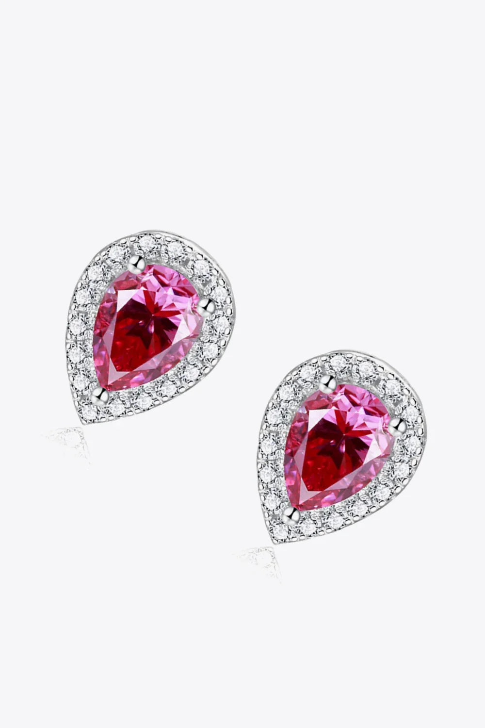 2 Carat Moissanite Teardrop Stud Earrings in Rose - VAleG