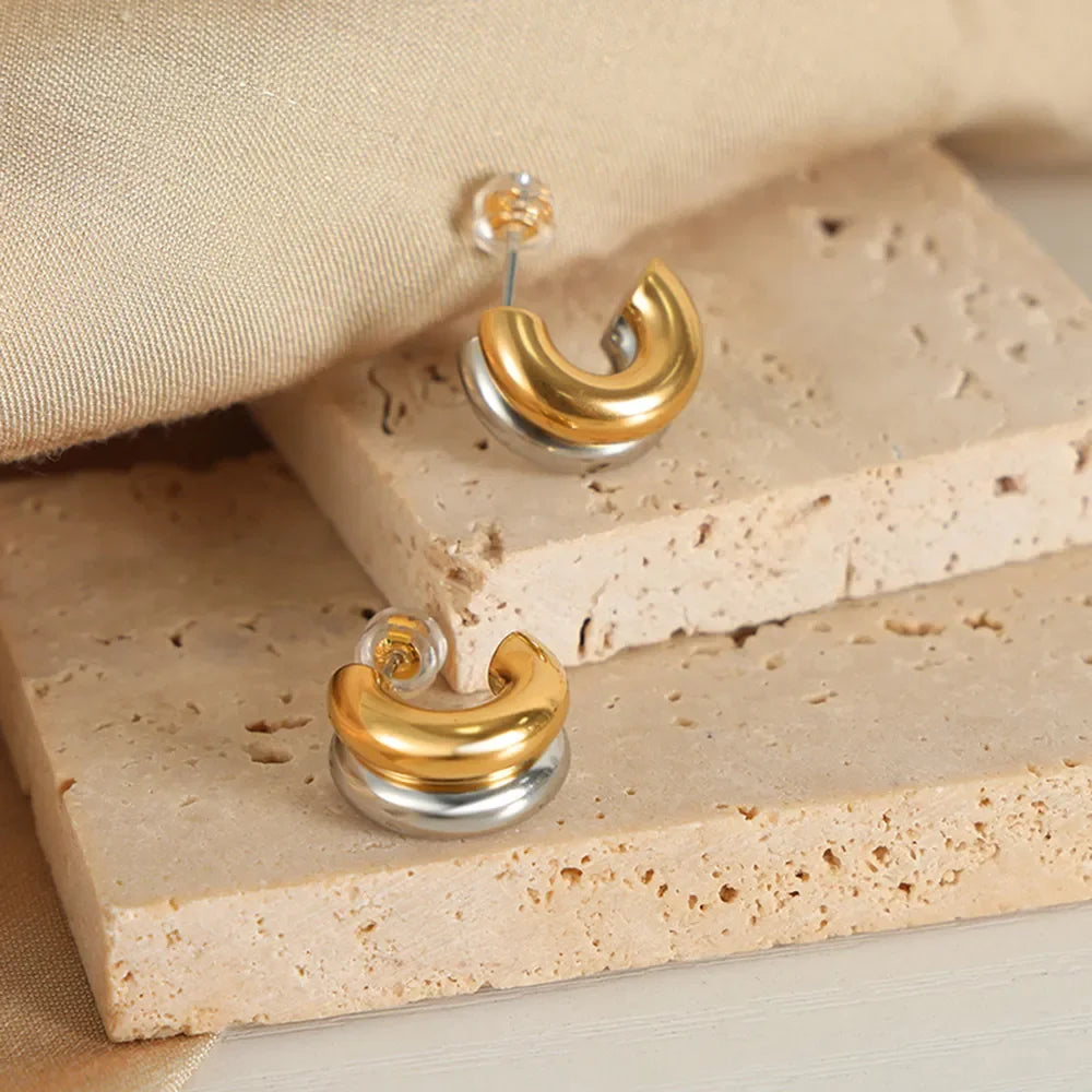 18K Gold-Plated C-Hoop Earrings - VAleG