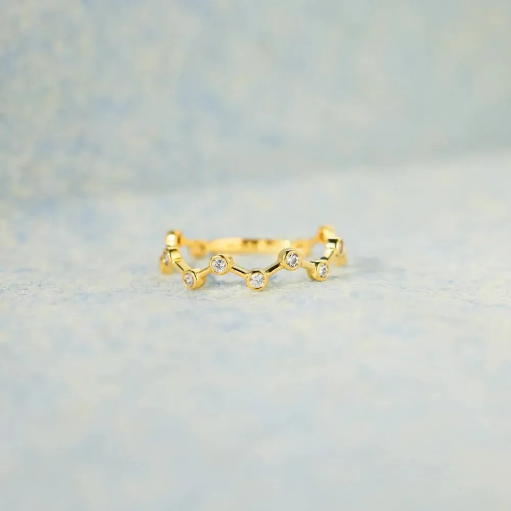 18K Gold-Plated 925 Sterling Silver Zircon Ring - VAleG