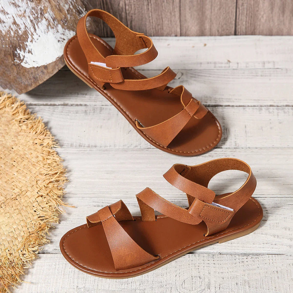 Women's Shoes Color Matching Velcro Women's Flat Sandals - VAleG