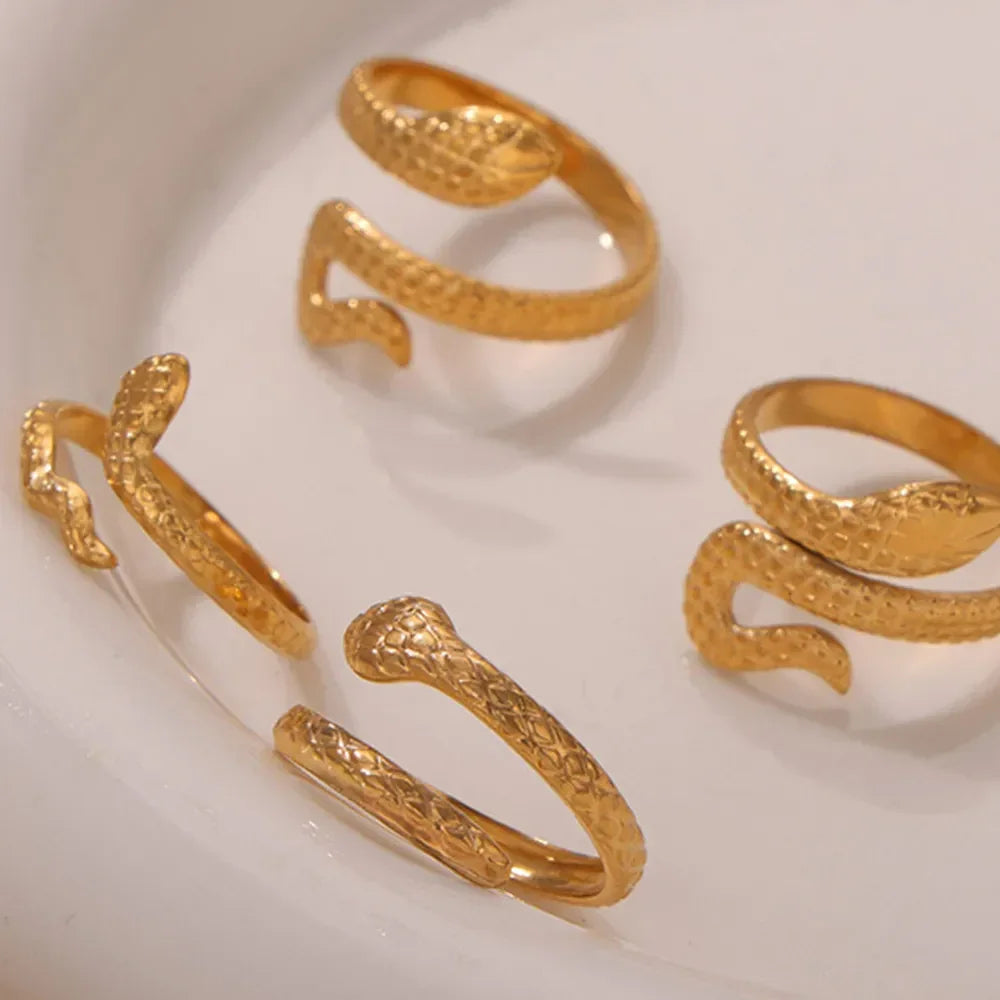 Titanium Steel Snake Shape Bypass Ring - VAleG