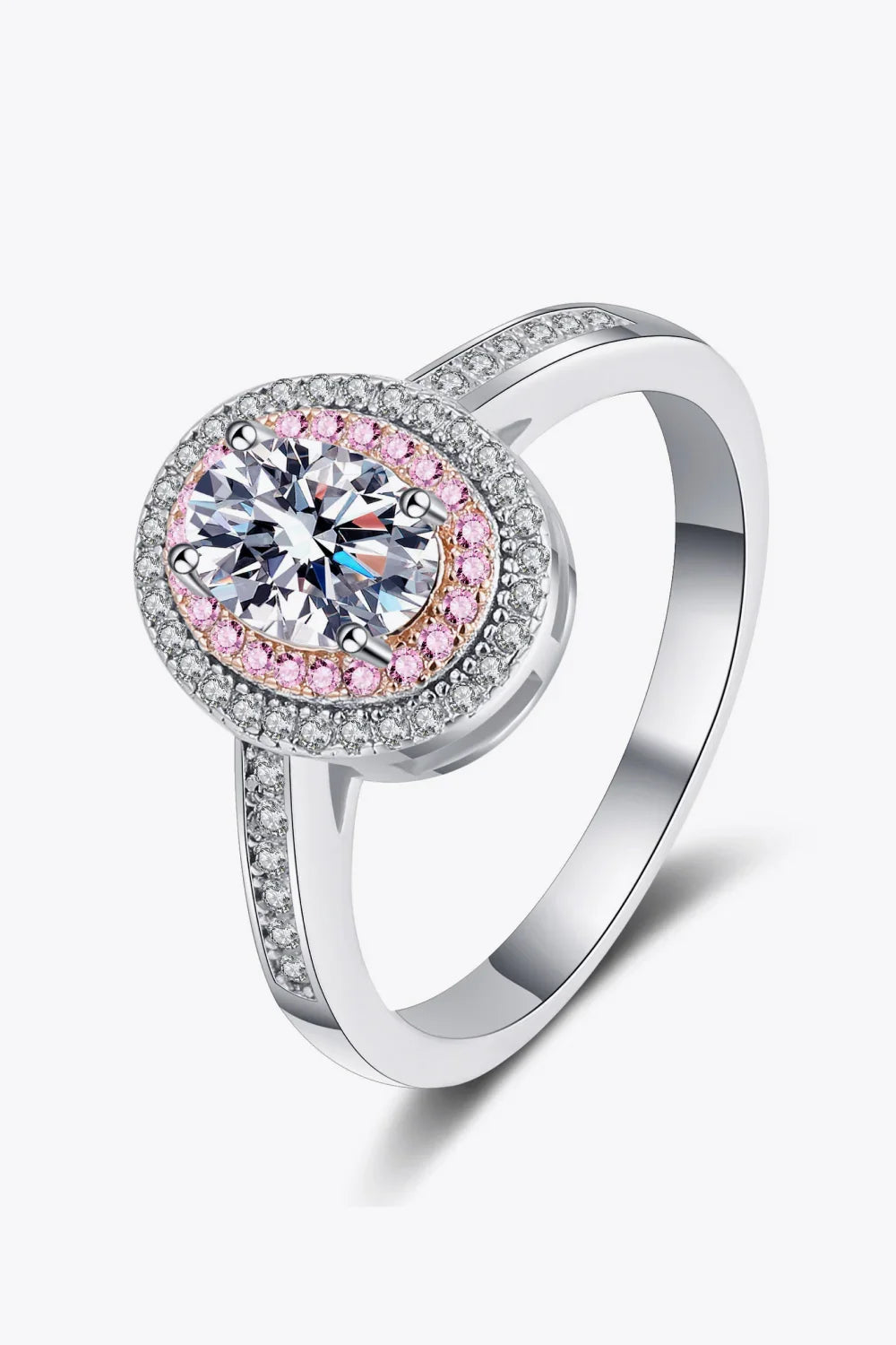 1 Carat Moissanite 925 Sterling Silver Halo Ring - VAleG