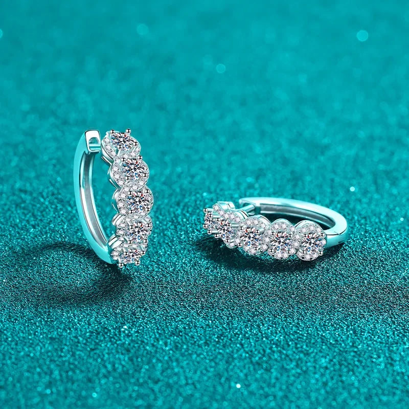 1 Carat Moissanite Zircon 925 Sterling Silver Huggie Earrings - VAleG