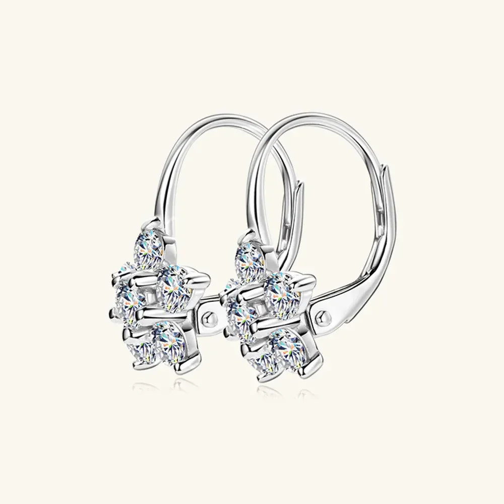 1.2 Carat 925 Sterling Silver Moissanite Flower Huggie Earrings - VAleG
