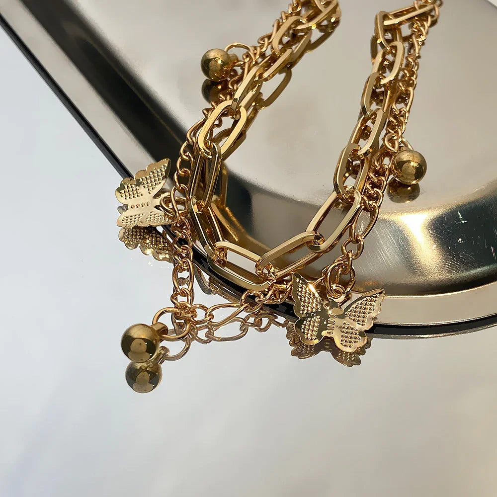 Women's Double-layer Butterfly Beach Anklet - VAleG