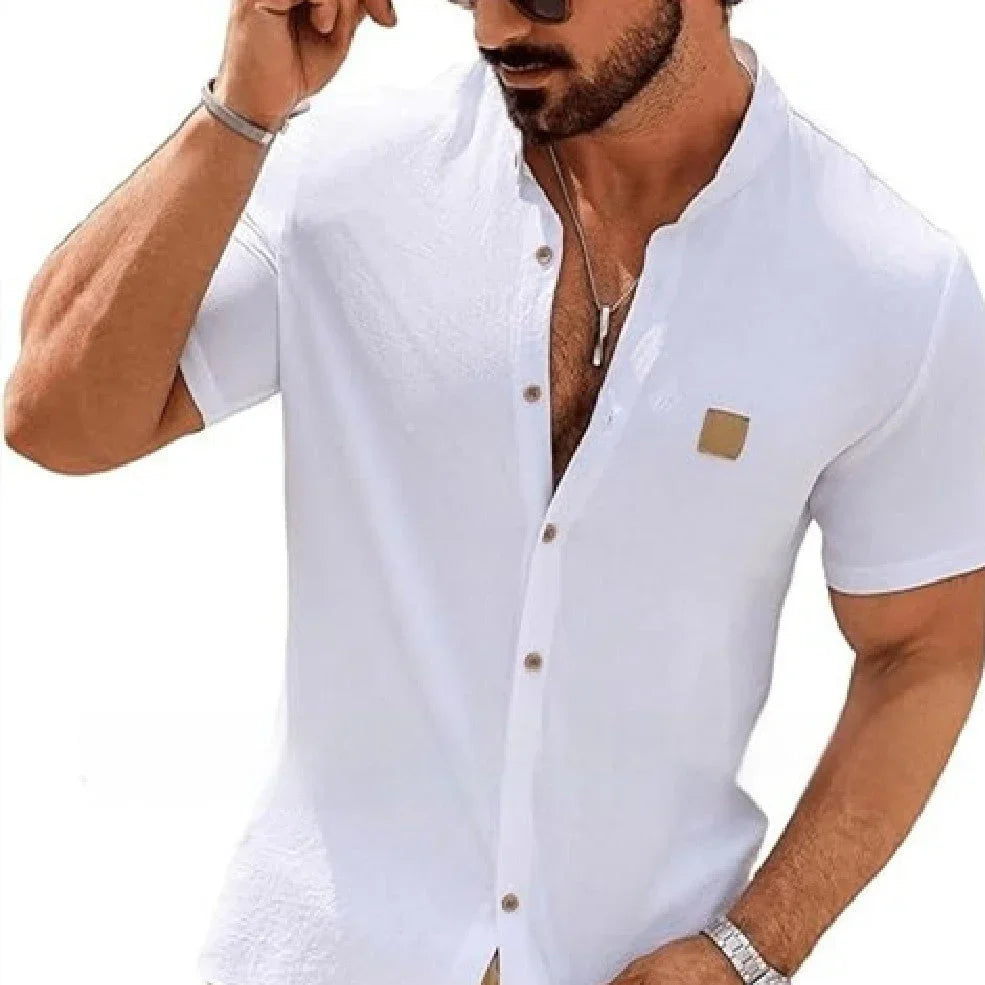 Fashion Summer Button Linen New Men's Shirt - VAleG