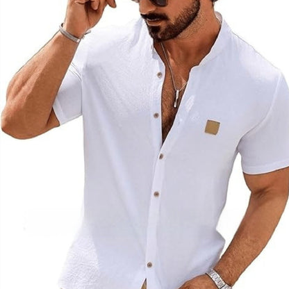 Fashion Summer Button Linen New Men's Shirt VAleG
