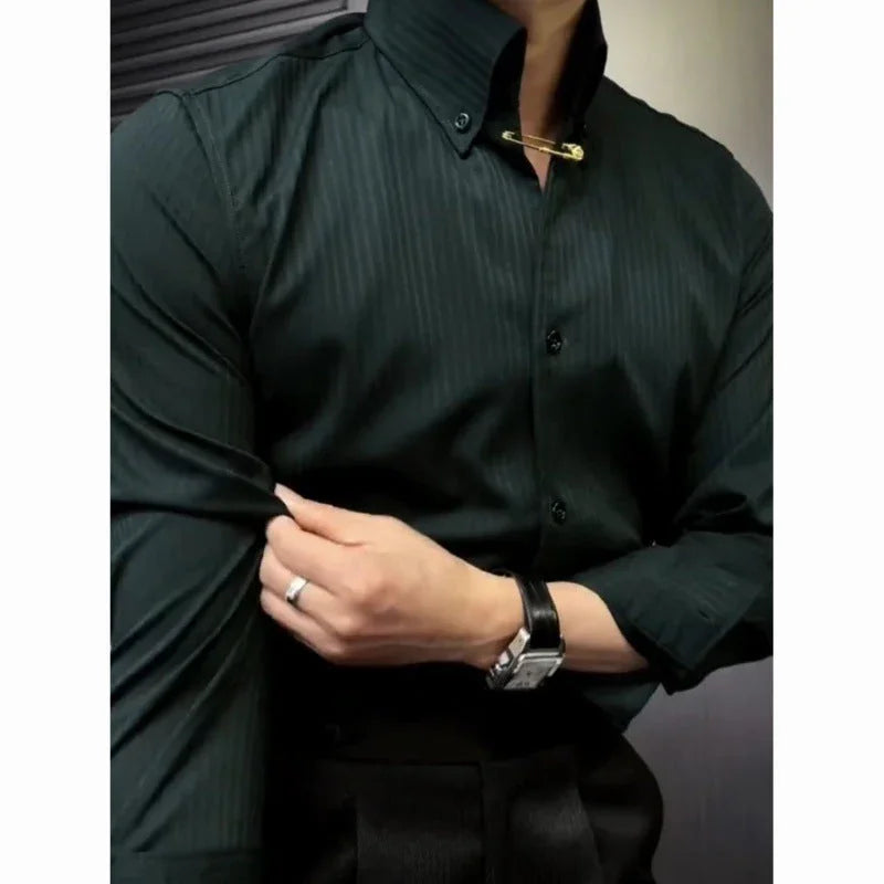 Simple Embossed Wool Lining Casual Shirt - VAleG