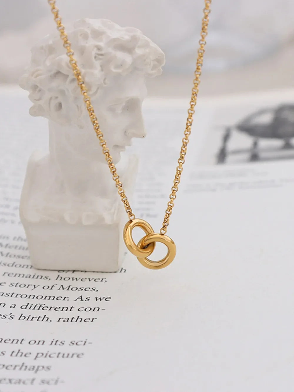 18K Gold-Plated Titanium Steel Hoop Pendant Necklace - VAleG