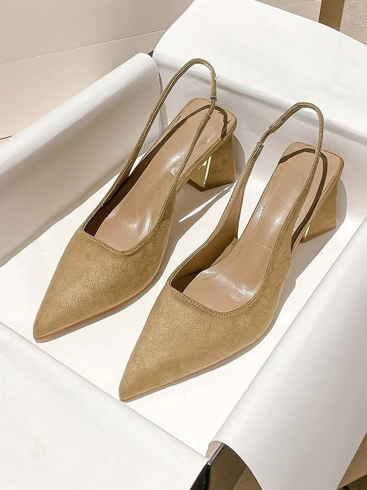 Pointed-toe Skinny Suede High Heel Pumps - VAleG