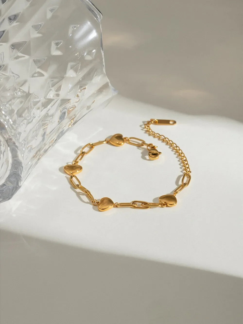 18K Gold-Plated Stainless Steel Heart Bracelet - VAleG